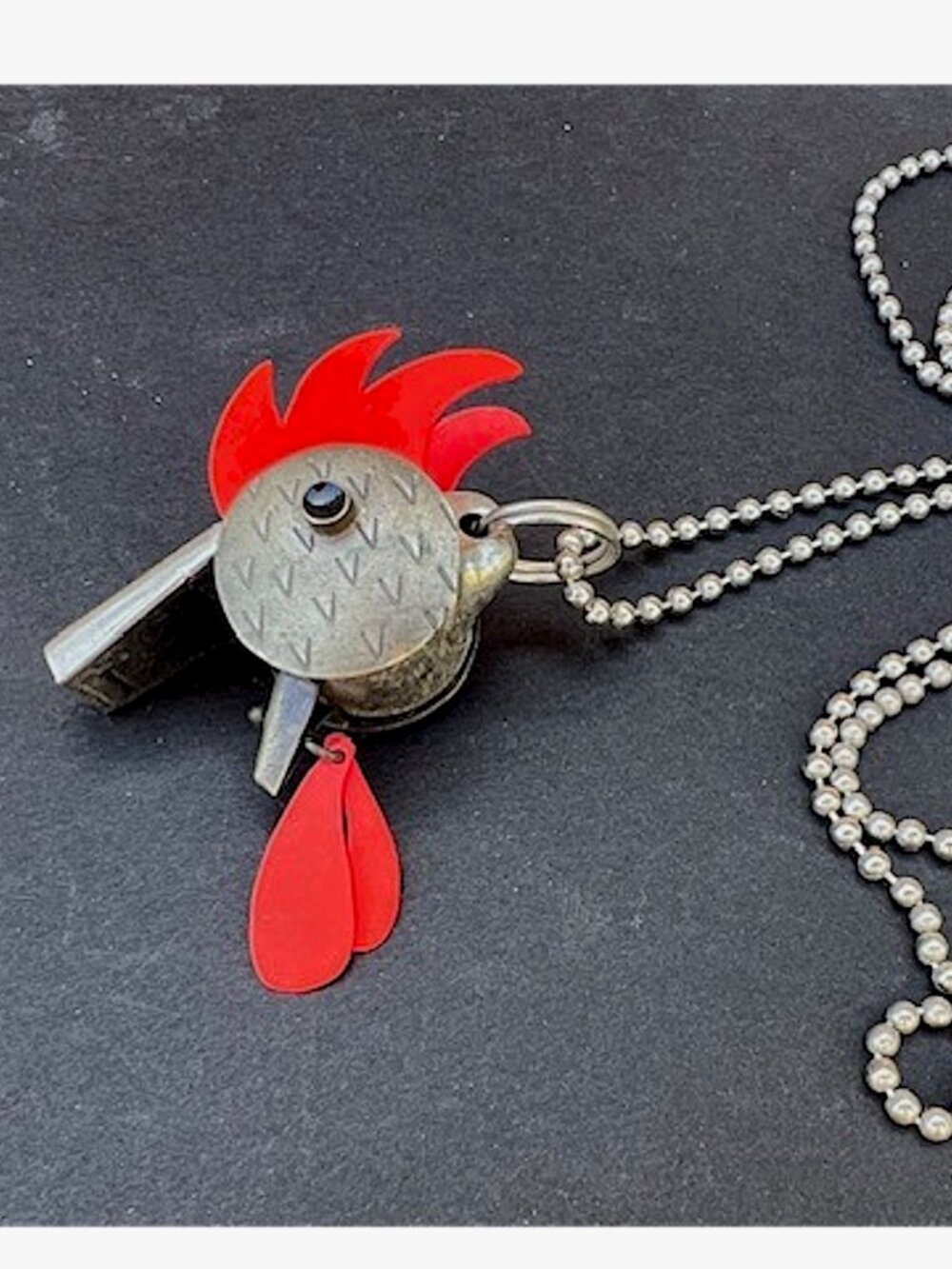 Thomas Mann Vintage Chicken Whistle Necklace Brass Silver